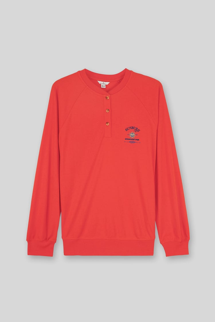 Henley Button Up Long Sleeve Sweatshirt