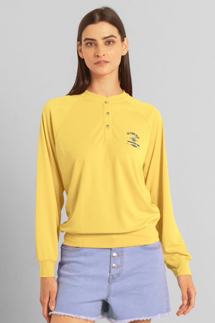 Henley Button Up Long Sleeve Sweatshirt