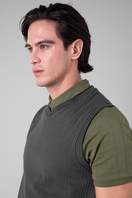 Mens Black Rib Vest