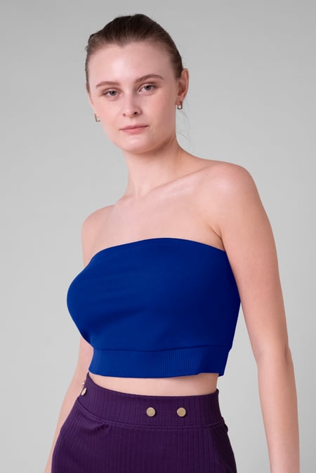 Purple Ribbed Tube Crop Top