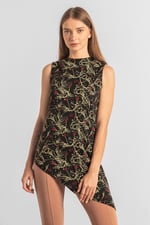 Asymmetric Hem Sleeveless Printed Top