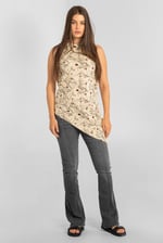 Asymmetric Hem Sleeveless Printed Top