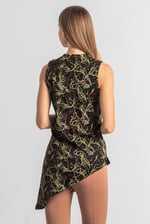 Asymmetric Hem Sleeveless Printed Top