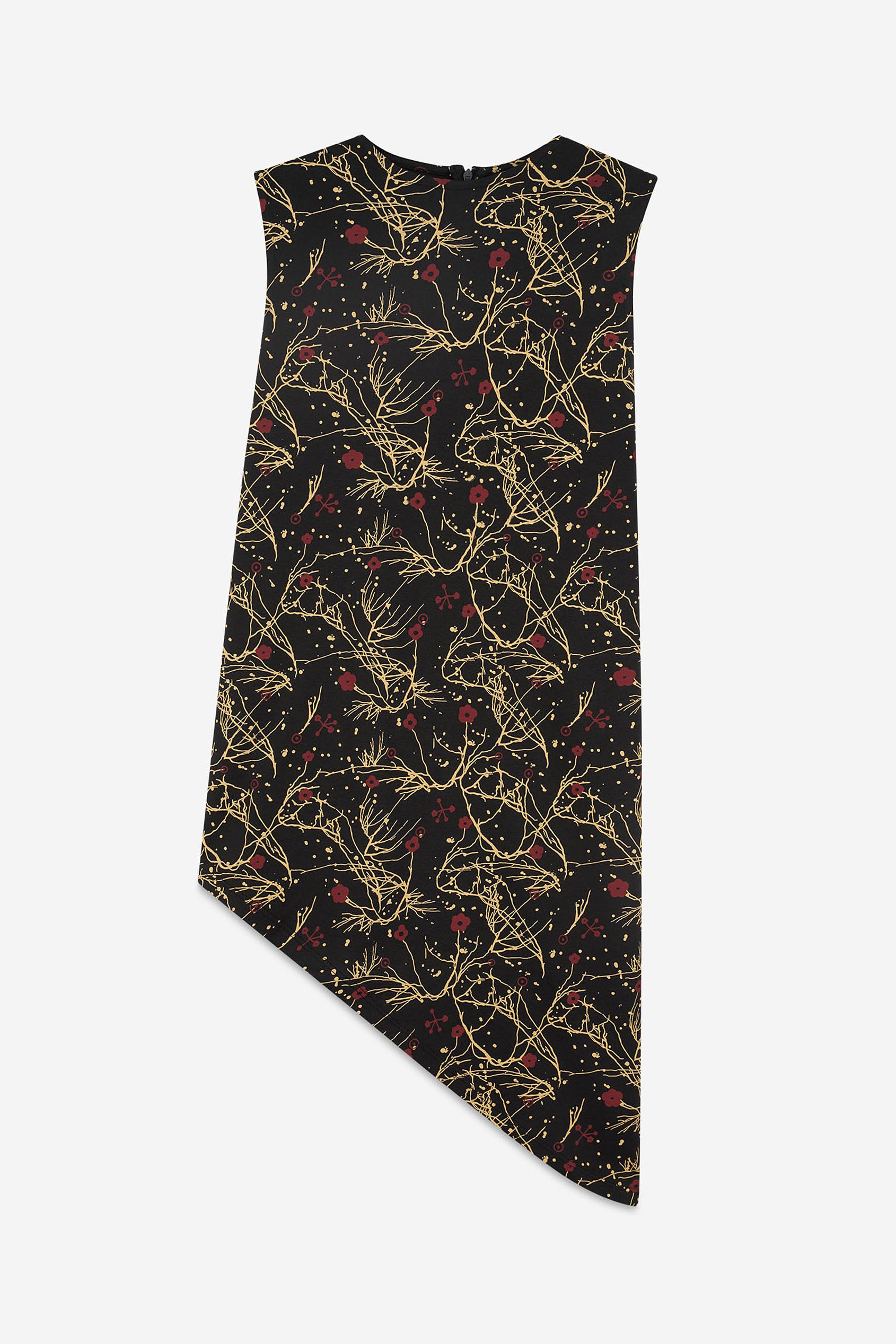 Asymmetric Hem Sleeveless Printed Top