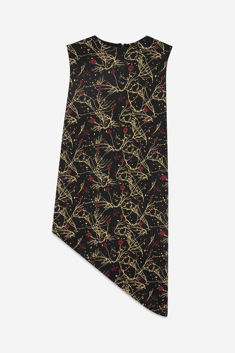 Asymmetric Hem Sleeveless Printed Top