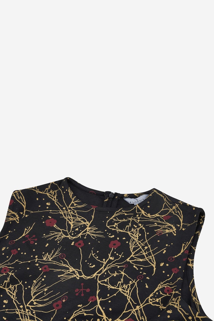 Asymmetric Hem Sleeveless Printed Top