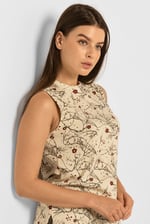 Asymmetric Hem Sleeveless Printed Top