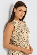 Asymmetric Hem Sleeveless Printed Top
