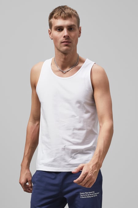 Mens White Essential Cotton Vest