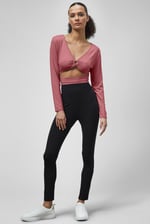 O-Ring Cut Out V-Neck Long Sleeves Top