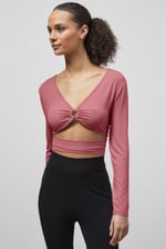 O-Ring Cut Out V-Neck Long Sleeves Top