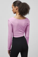 O-Ring Cut Out V-Neck Long Sleeves Top