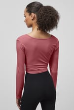 O-Ring Cut Out V-Neck Long Sleeves Top