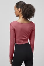 O-Ring Cut Out V-Neck Long Sleeves Top
