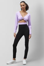 O-Ring Cut Out V-Neck Long Sleeves Top