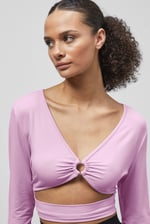 O-Ring Cut Out V-Neck Long Sleeves Top