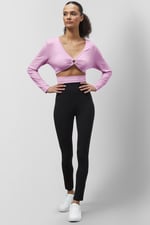 O-Ring Cut Out V-Neck Long Sleeves Top