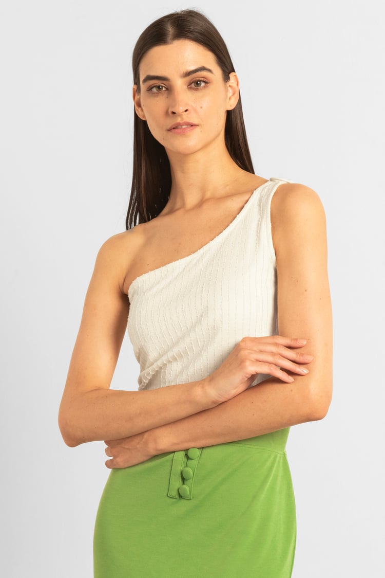 One Shoulder Crop Vest Top