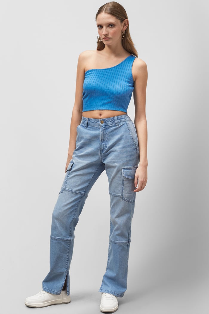 One Shoulder Crop Vest Top