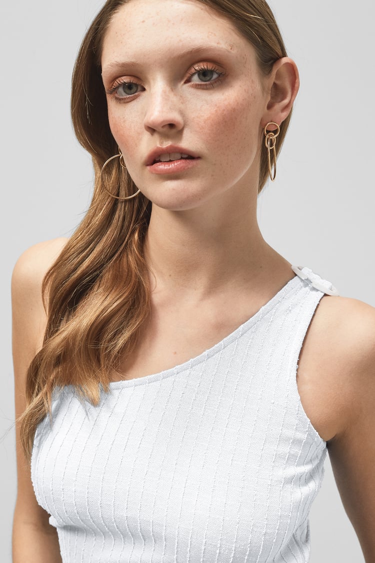 One Shoulder Crop Vest Top