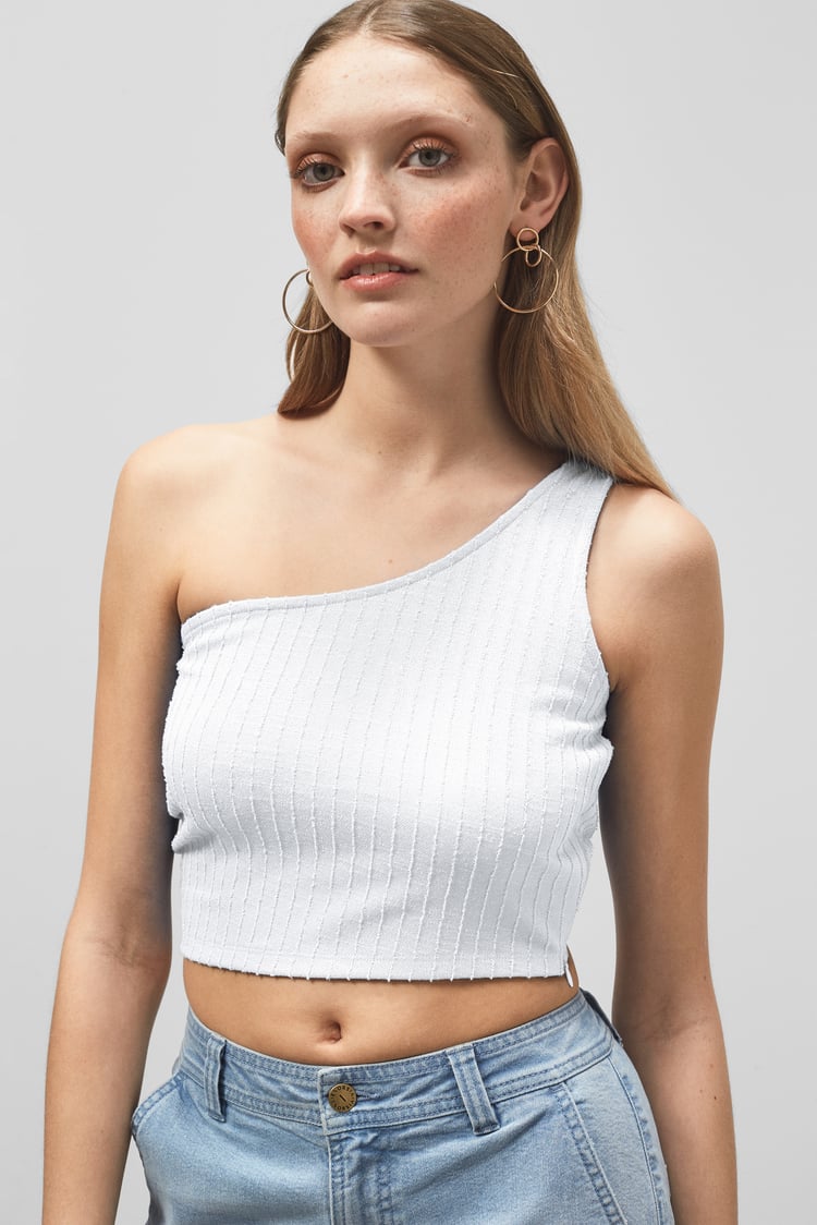 One Shoulder Crop Vest Top