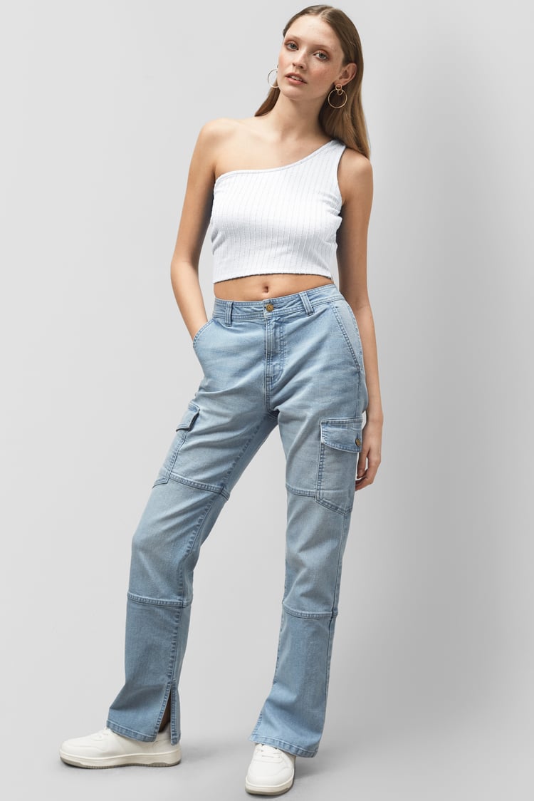 One Shoulder Crop Vest Top