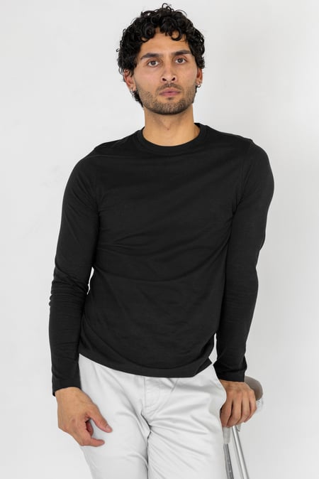 Black Premium Combed Cotton Long Sleeve T-Shirt