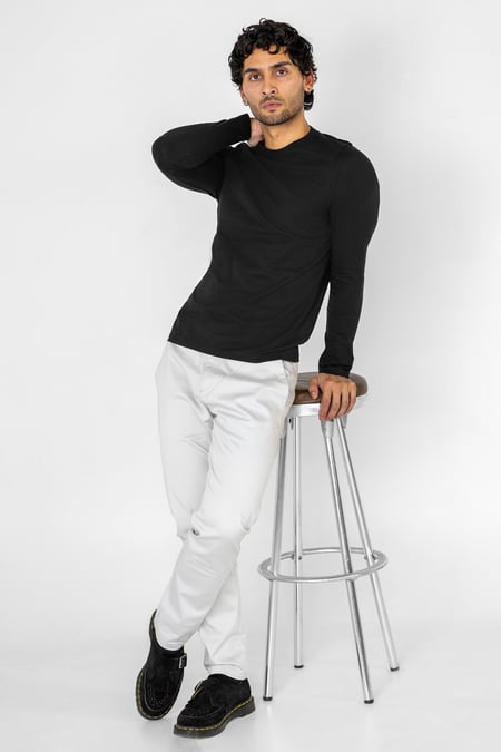 Black Premium Combed Cotton Long Sleeve T-Shirt