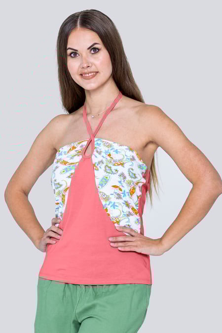 Blue Halter Neck Floral Printed Cami