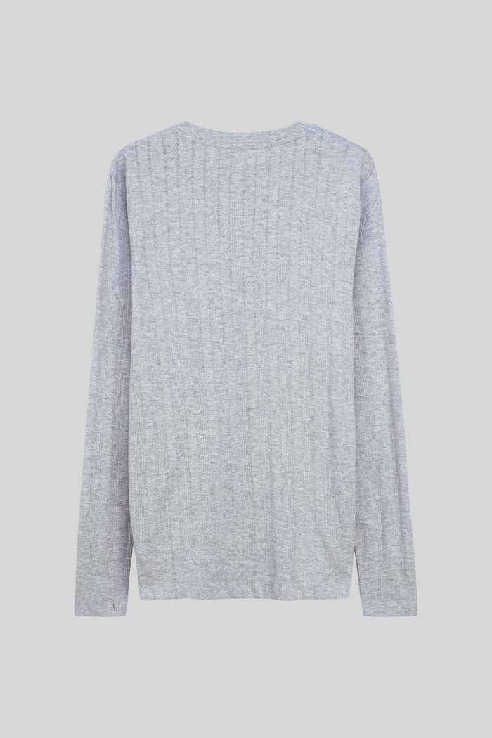 Button Detail Half Placket Long Sleeve T-shirt