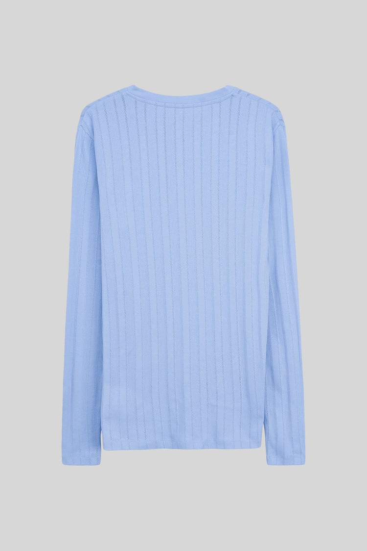 Button Detail Half Placket Long Sleeve T-shirt