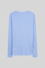 Button Detail Half Placket Long Sleeve T-shirt