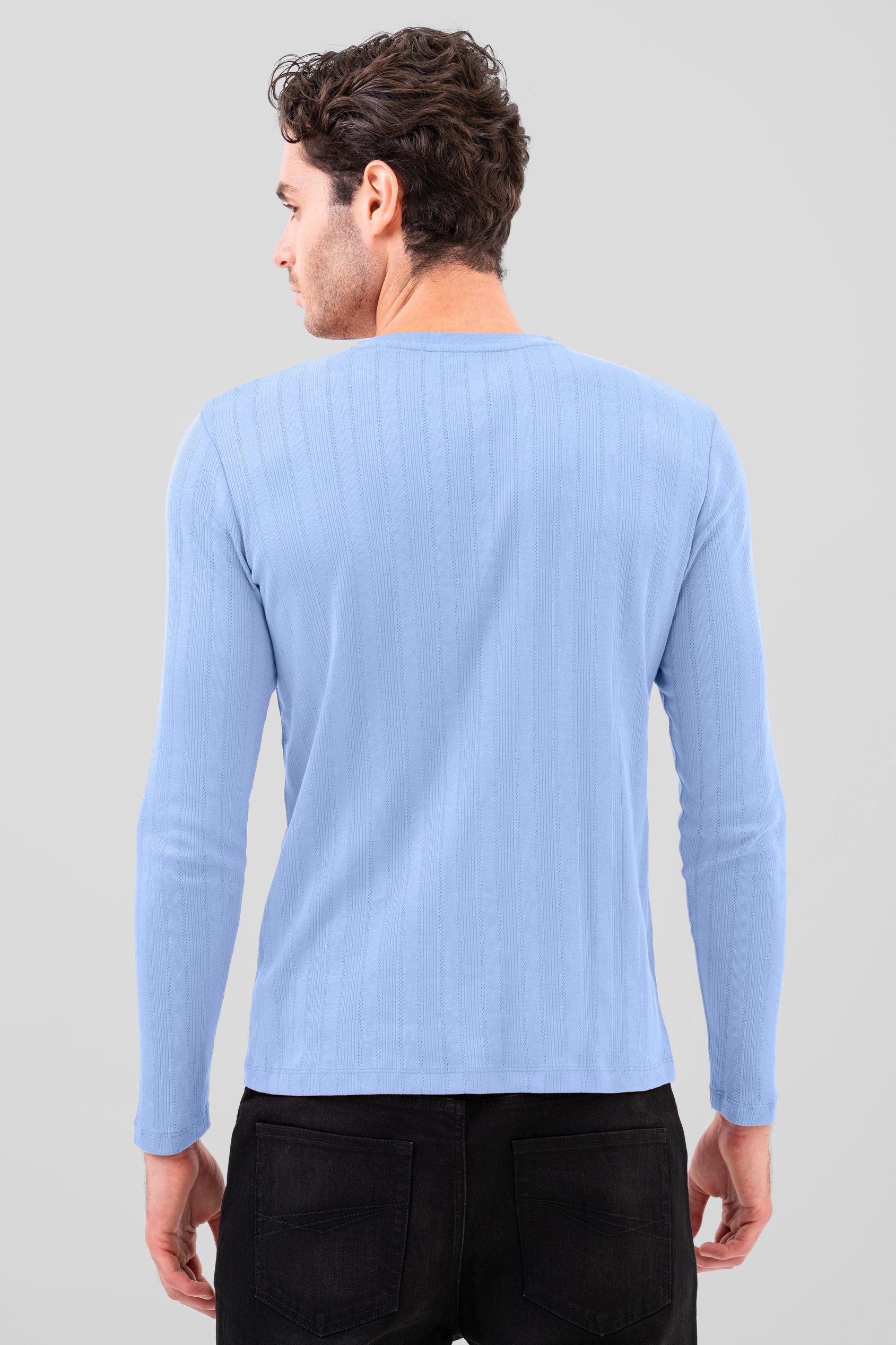 Button Detail Half Placket Long Sleeve T-shirt