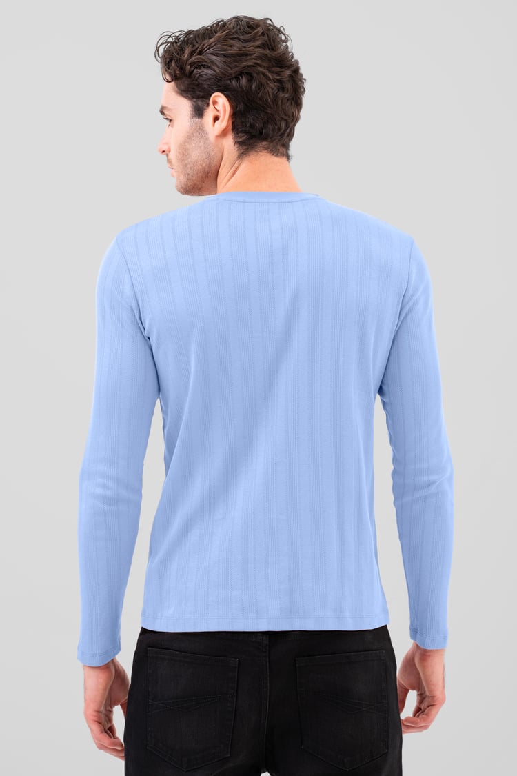 Button Detail Half Placket Long Sleeve T-shirt