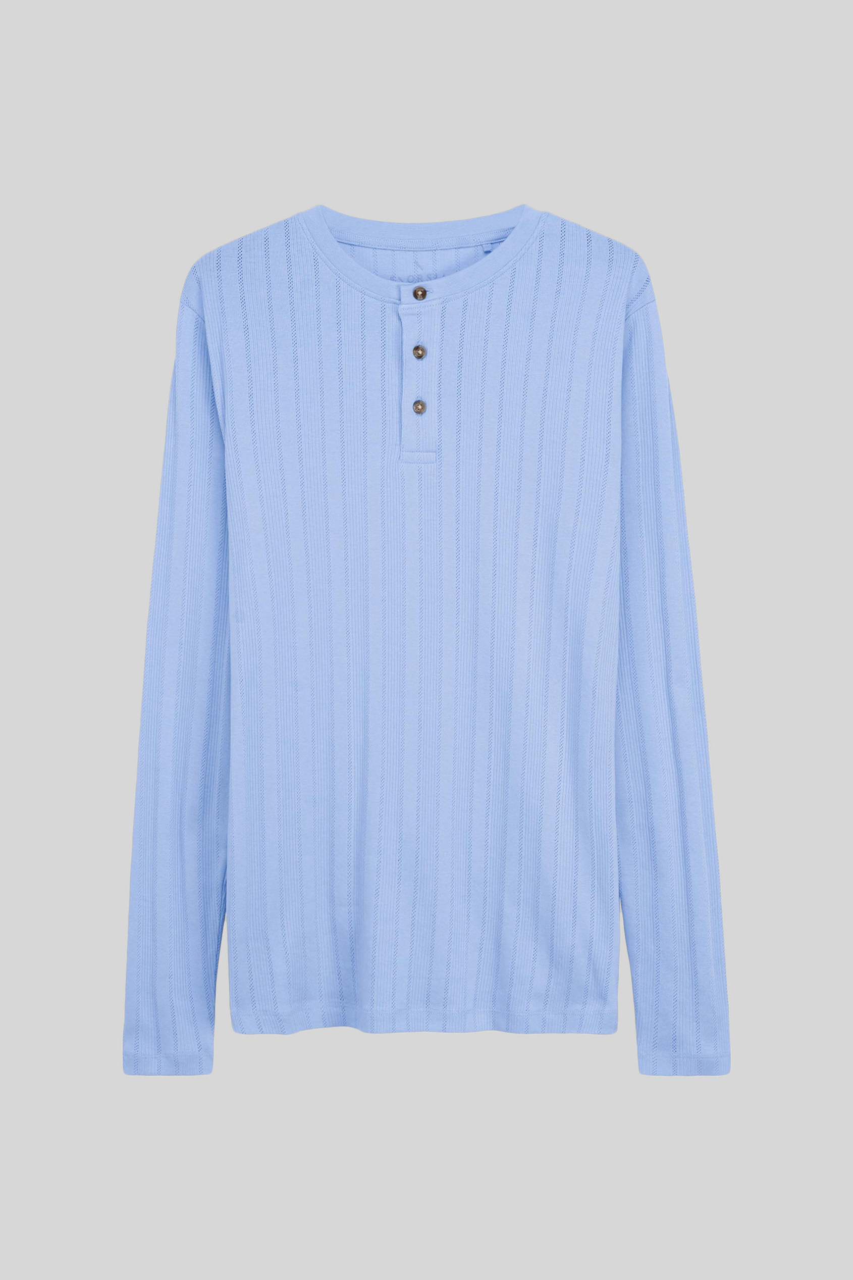 Button Detail Half Placket Long Sleeve T-shirt
