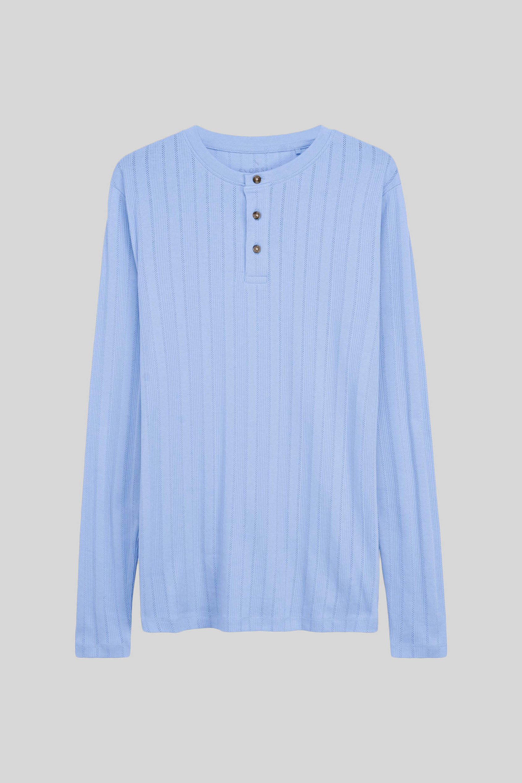 Button Detail Half Placket Long Sleeve T-shirt