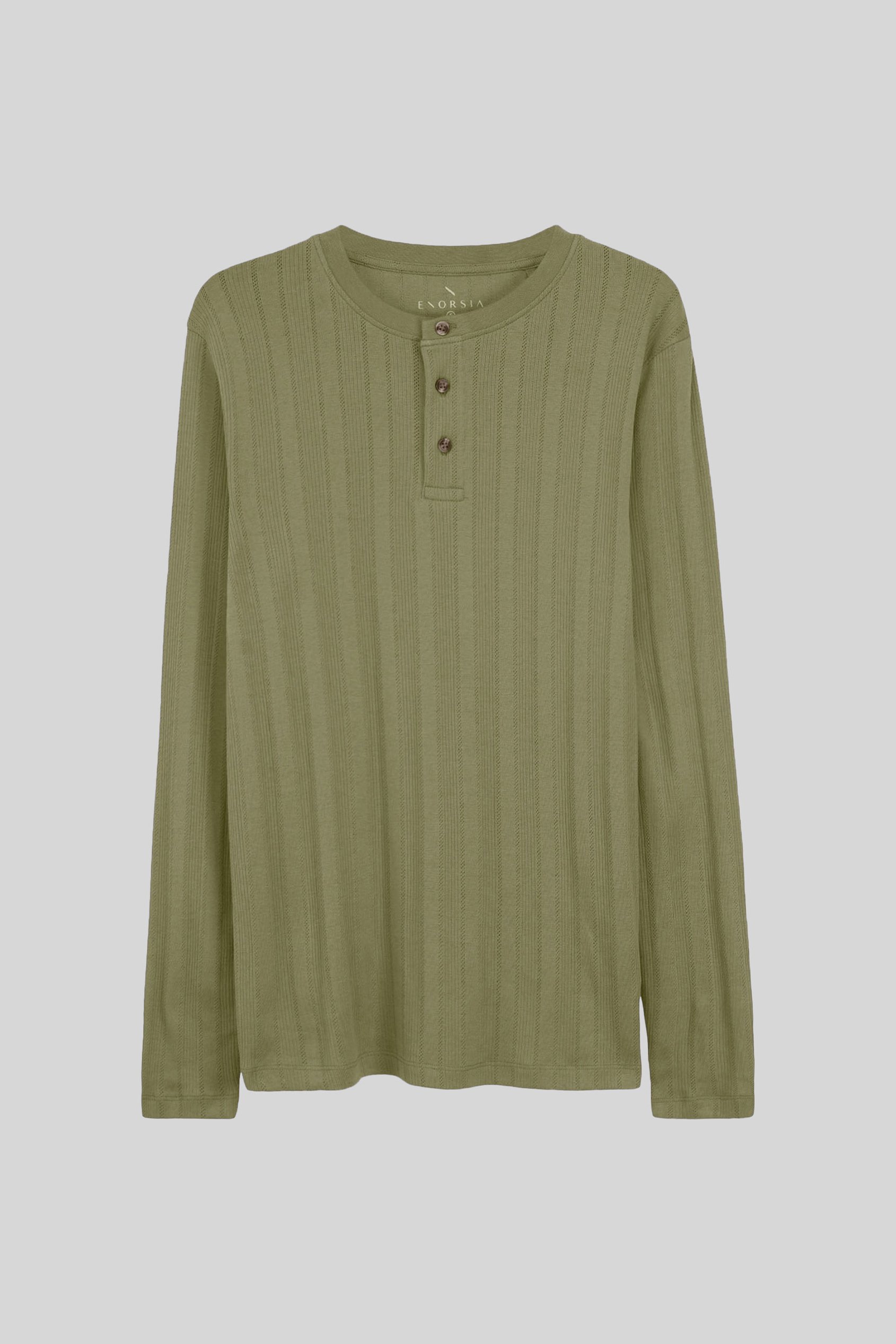 Button Detail Half Placket Long Sleeve T-shirt