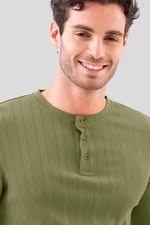Button Detail Half Placket Long Sleeve T-shirt