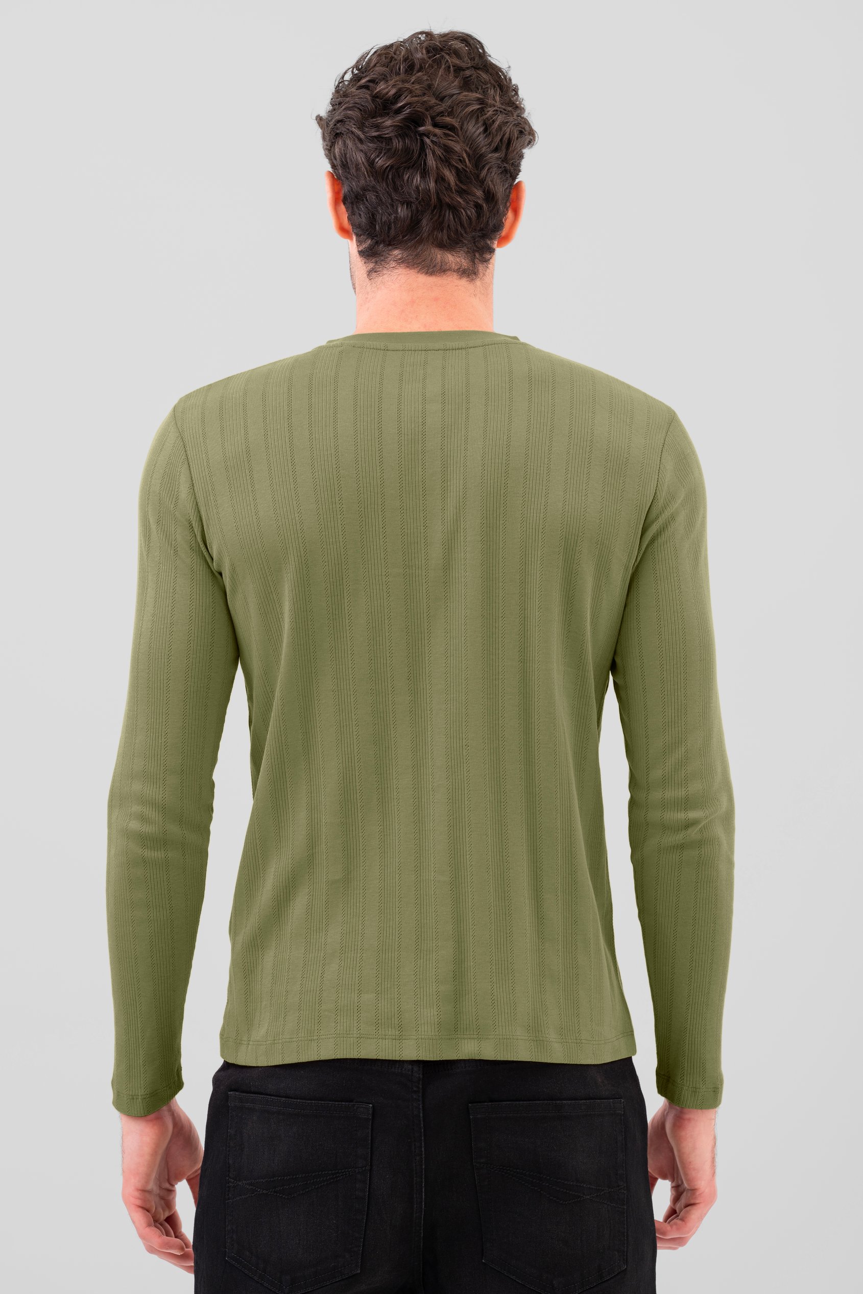 Button Detail Half Placket Long Sleeve T-shirt