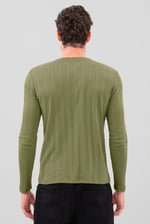 Button Detail Half Placket Long Sleeve T-shirt