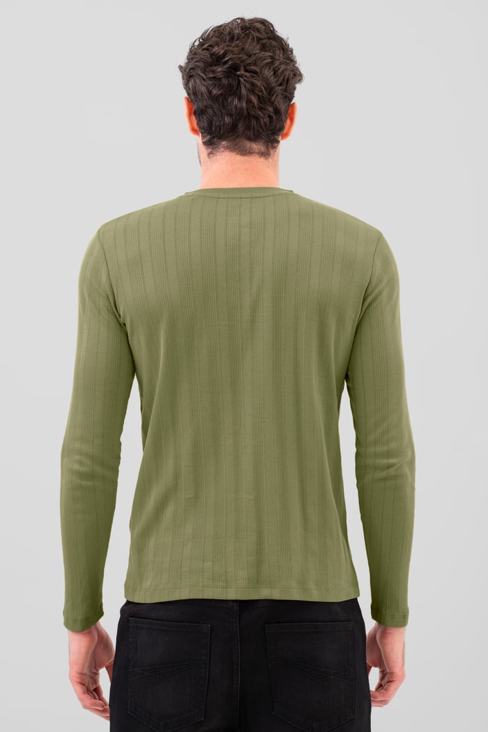 Button Detail Half Placket Long Sleeve T-shirt