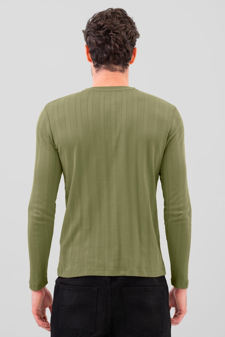 Button Detail Half Placket Long Sleeve T-shirt