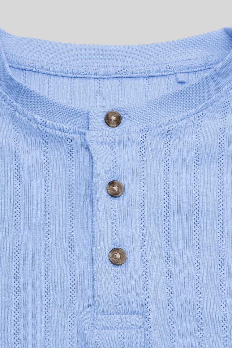 Button Detail Half Placket Long Sleeve T-shirt