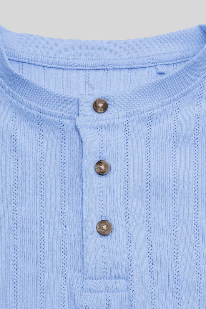 Button Detail Half Placket Long Sleeve T-shirt