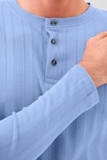 Button Detail Half Placket Long Sleeve T-shirt