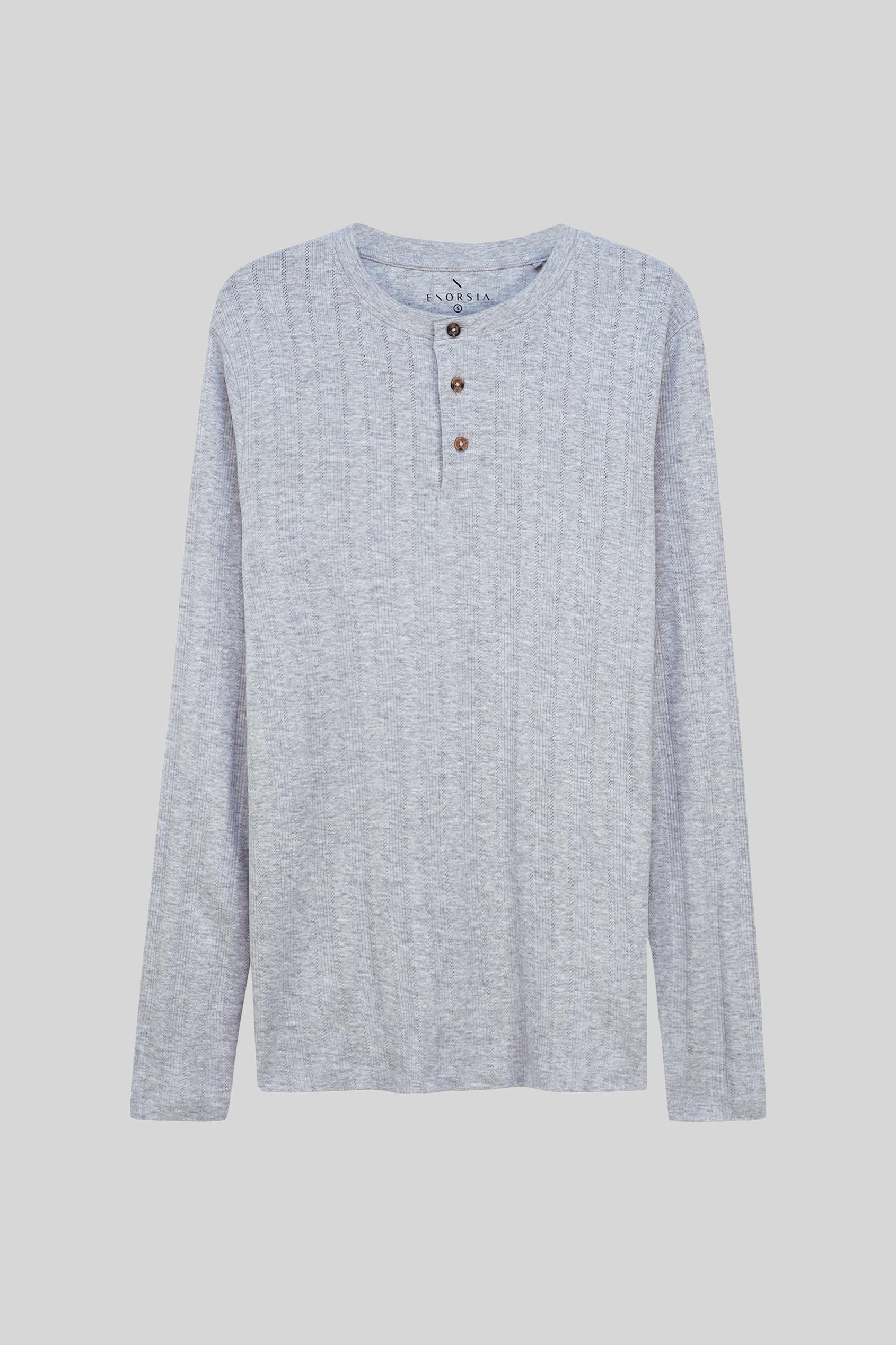 Button Detail Half Placket Long Sleeve T-shirt
