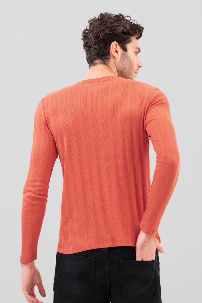 Button Detail Half Placket Long Sleeve T-shirt