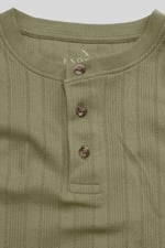 Button Detail Half Placket Long Sleeve T-shirt