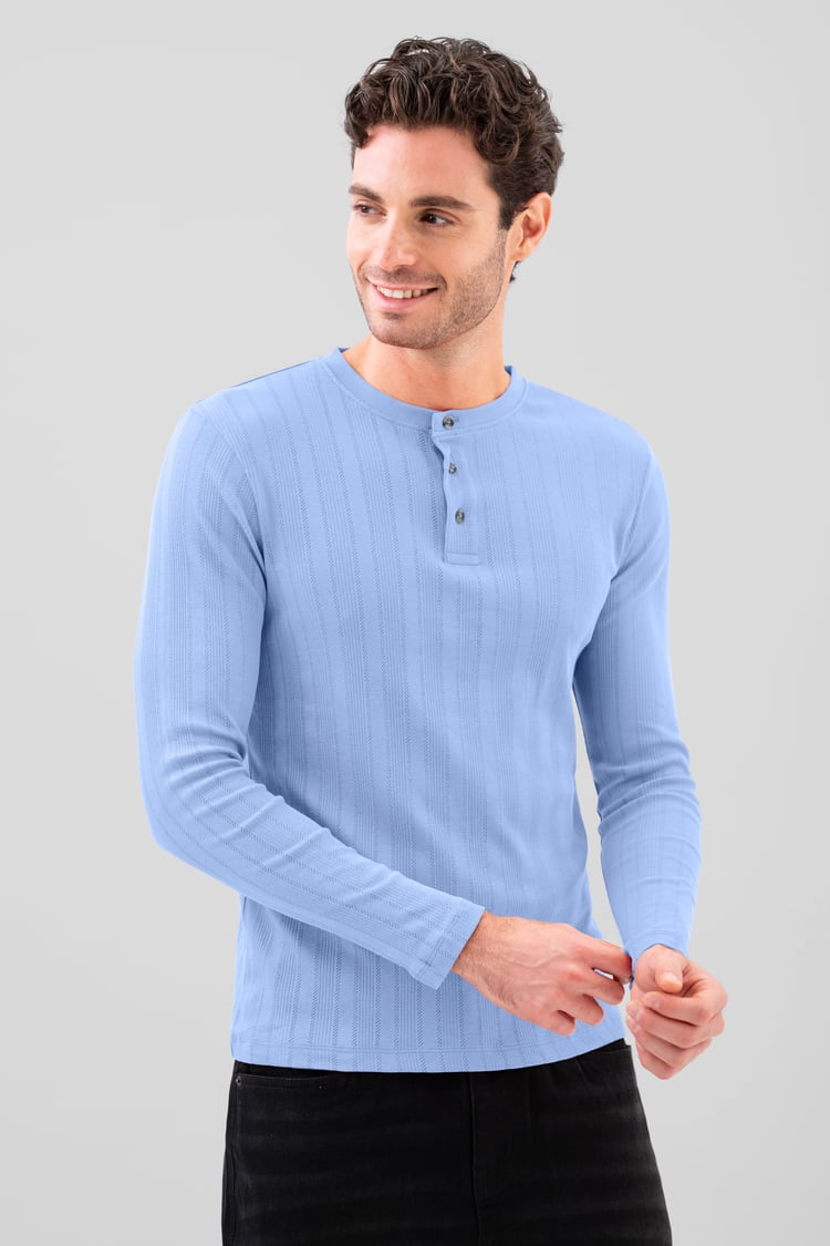 Button Detail Half Placket Long Sleeve T-shirt