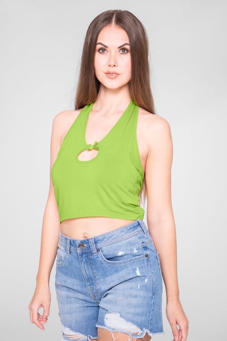 Red Halter Neck Crop Tank Top